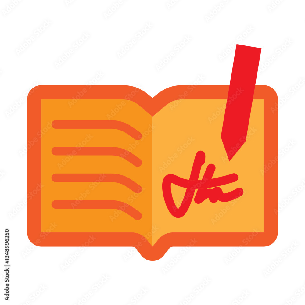 Obraz premium Book Signing Vector Flat Icon Design