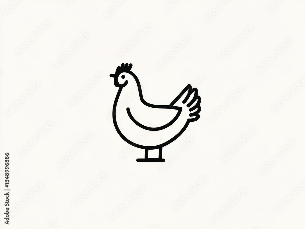 Simple line drawing of a chicken Simple line drawing of a chicken