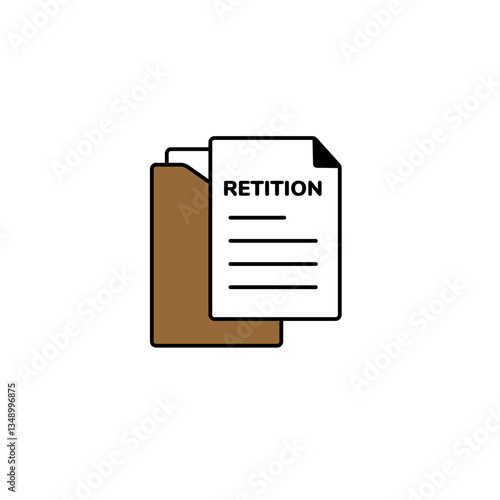 A paper labeled petition placed on top of a brown document folder. the focus is on organization.
