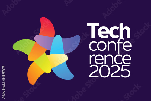 Colorful Star shape for Tech Conference Logo Template