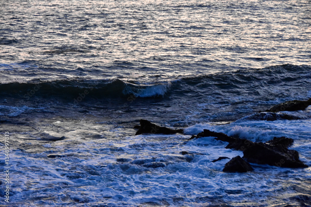 Obraz premium 夕日に輝く海