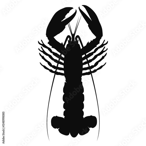 Vector silhouette of a realistic Lobster - black animal illustration, isolated on white background