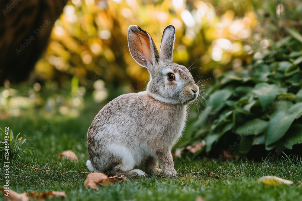 Fototapeta premium Cute Rabbit Sitting on the Grass