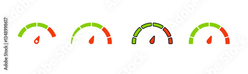 Four distinct fuel indicators display different levels from full to empty using gradient colors.