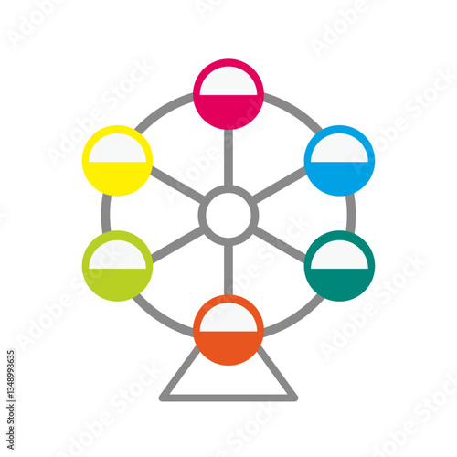 観覧車のイラスト：遊園地のベクター素材 - Ferris Wheel Illustration: Amusement Park Vector Material