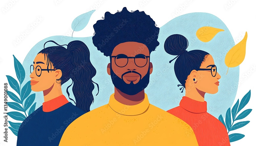 Diverse Team for Autumn Background. Diverse Team for Autumn Background.