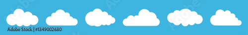 Cloud. Abstract white cloudy set isolated on blue background. Vector