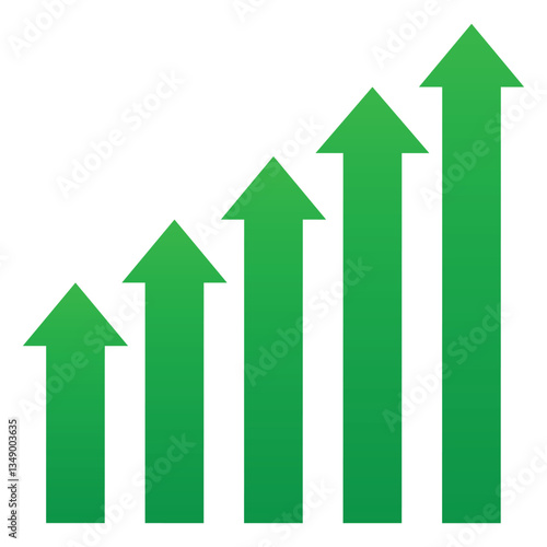 Growth success arrow icon. Growing graph vector symbol. Growth business green arrow icon vector silhouette. Growth vector. Vector illustration. 