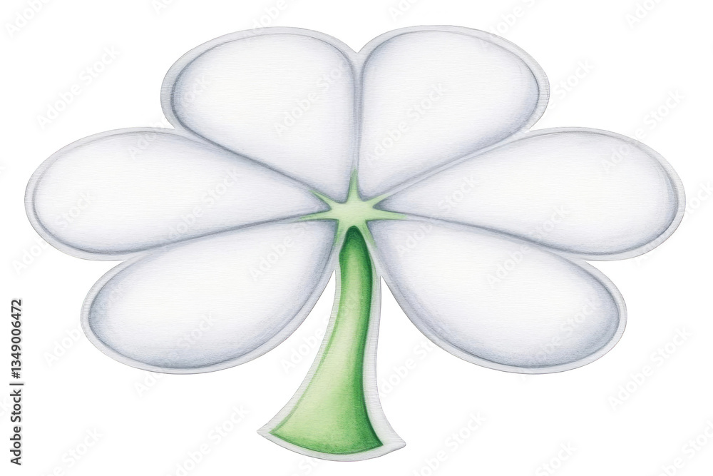 Illustration Of A White Clover With Green Stem And Transparent Background Depicting Nature Symbol For Design And Holiday Illustration Of A White Clover With Green Stem And Transparent Background Depicting Nature Symbol For Design And Holiday
