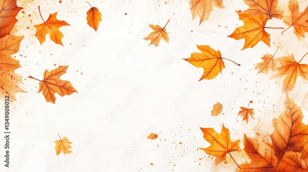 Autumn leaves falling, white background, nature, seamless, digital artwork, graphic design, print, social media Autumn leaves falling, white background, nature, seamless, digital artwork, graphic design, print, social media