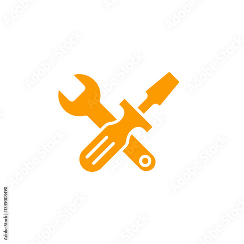 Orange icon showcasing crossed wrench and screwdriver, symbolizing repair or construction services.