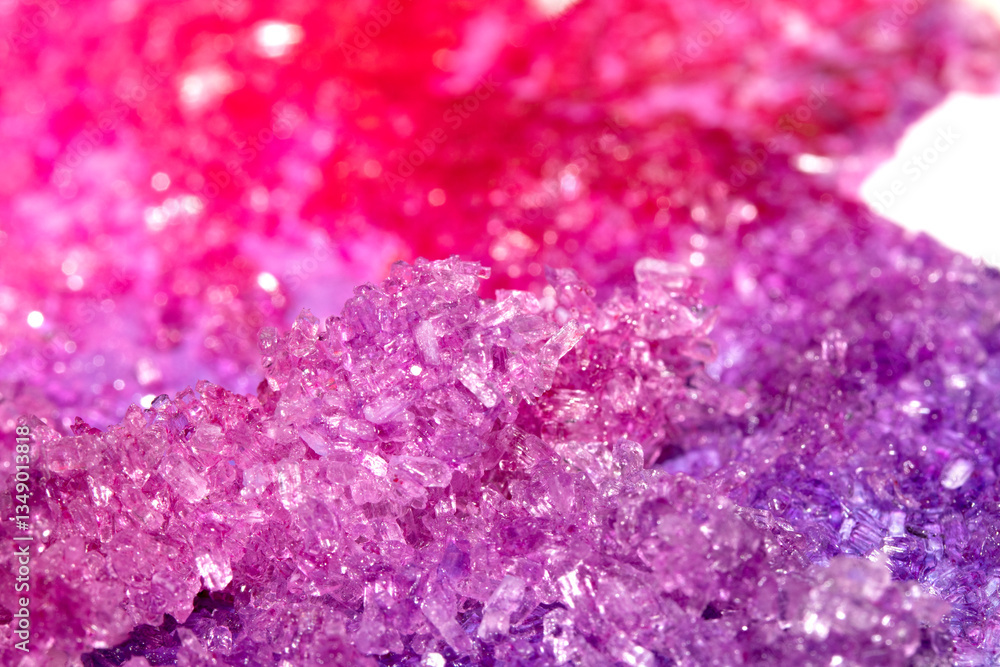 Obraz premium Sugar Sat Crystal Vibrant Shard Close Up Granulated Molecule Confectionery Background