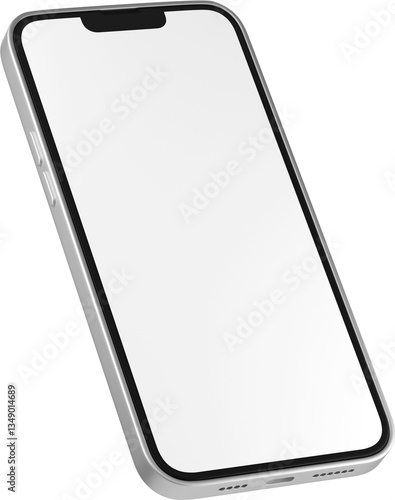 Billede på lærred Side view of white phone screen