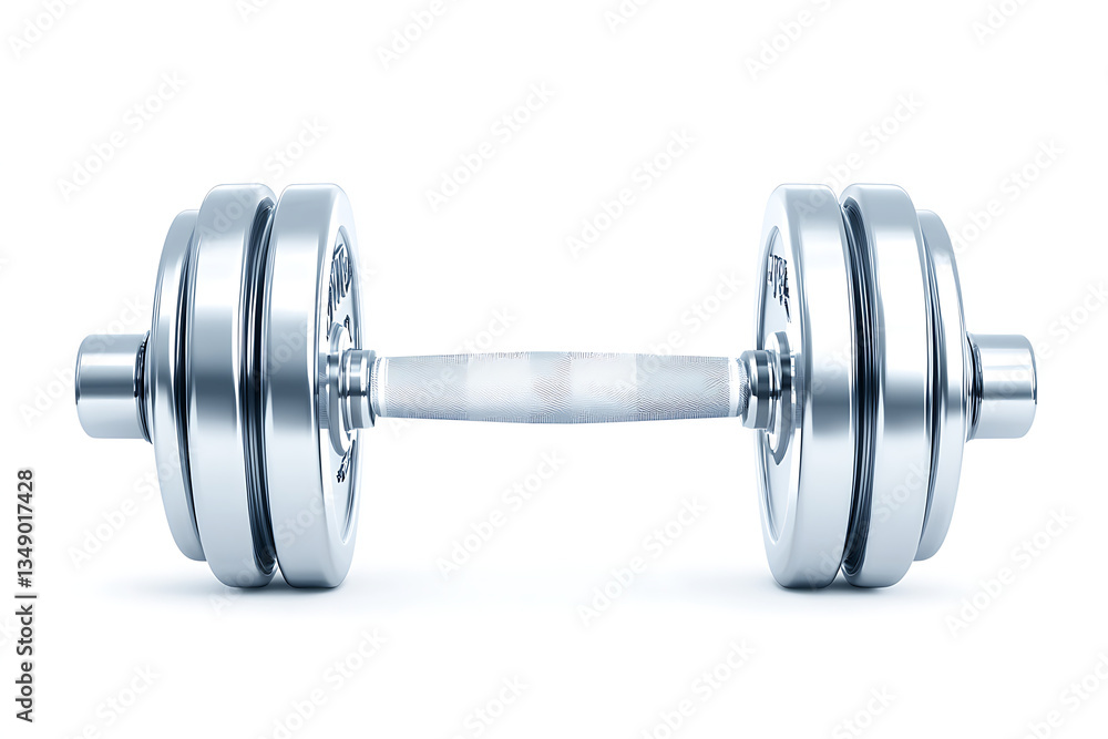 Chrome dumbbell with fitness, gym, and weights. Chrome dumbbell with fitness, gym, and weights.