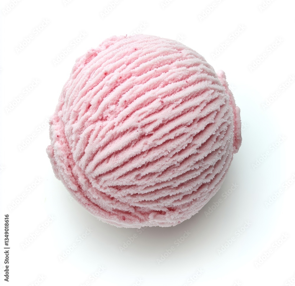 Single scoop of pink ice cream on white background Single scoop of pink ice cream on white background