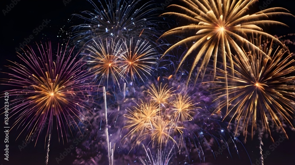 Stunning Fireworks Display at Night - Vibrant Festival Celebration Stunning Fireworks Display at Night - Vibrant Festival Celebration