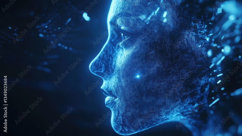 Artificial Intelligence Scanning Futuristic Holograph Artificial Intelligence Scanning Futuristic Holograph