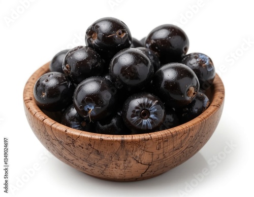 Wallpaper Mural Fresh Acai Berries in Wooden Bowl on White Background Still Life Torontodigital.ca
