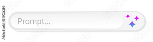 Generative AI bar design for web site or UI. Artificial intelligence prompt search field on white background