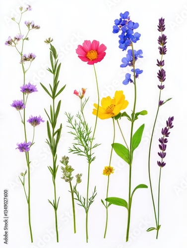 Bunch of fresh wild flowers in full bloom with different colors
