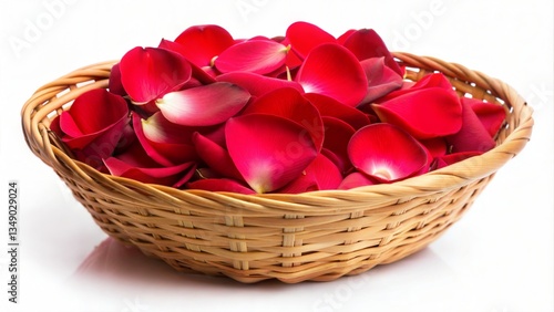 Wicker Basket with Rose Petals.