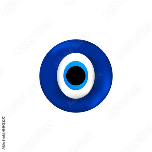 A blue evil eye amulet featuring concentric circles. believed to offer protection and good luck.