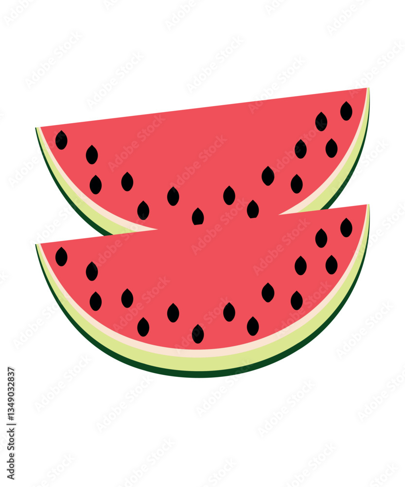 Watermelon Slice Illustration Fresh Summer Fruit Design Watermelon Slice Illustration Fresh Summer Fruit Design