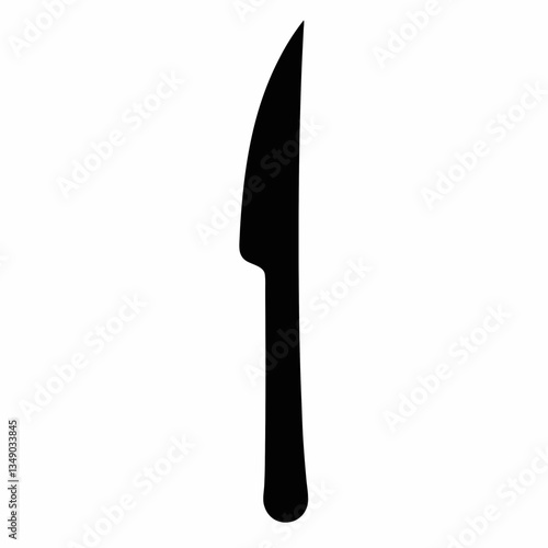 A stainless steel kitchen knife with a black handle isolated on a white background