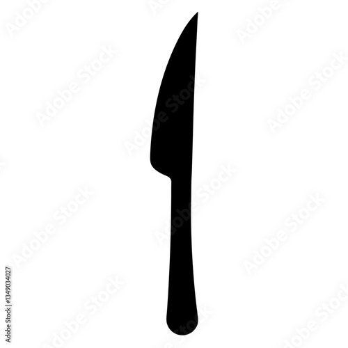 A stainless steel kitchen knife with a black handle isolated on a white background