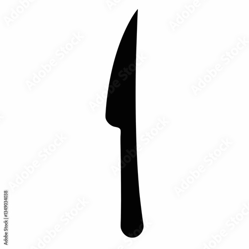 A stainless steel kitchen knife with a black handle isolated on a white background