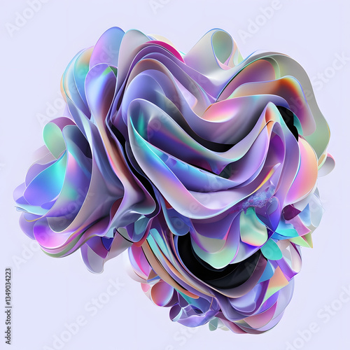 abstract background with colorful flowers, Digital Abstract Artwork With Fluid Organic Shapes And Vibrant Colors