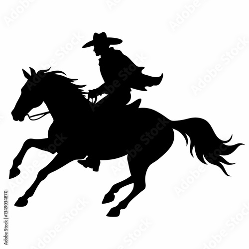 Silhouette of a horse and rider galloping