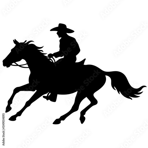 Silhouette of a horse and rider galloping