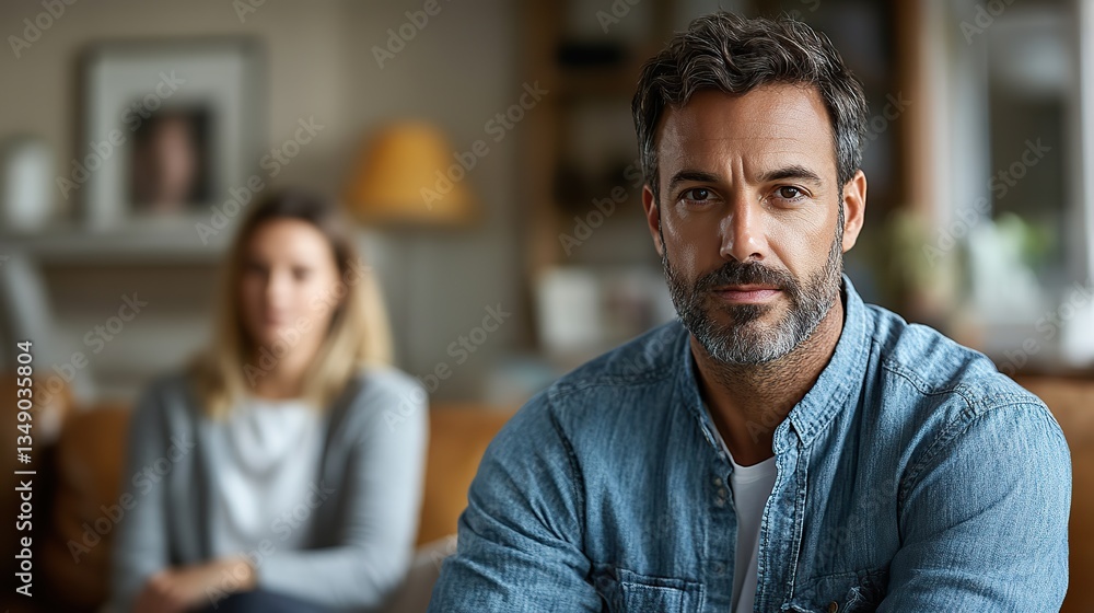 Fototapeta premium A psychologist notes during couple's therapy, aiding relationship problems.