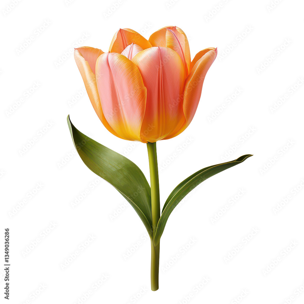 Naklejka premium Orange tulip flower isolated on Cutout background.PNG