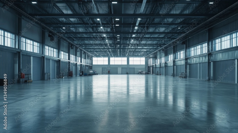 Spacious Uncluttered Industrial Production Floor with Natural Light Spacious Uncluttered Industrial Production Floor with Natural Light