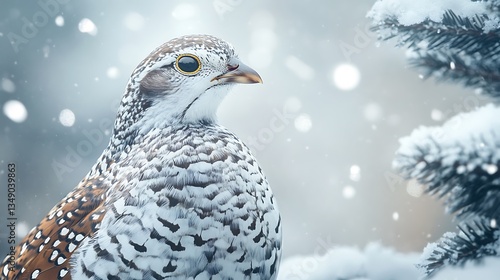 White-tailed Ptarmigan in a Winter Wonderland