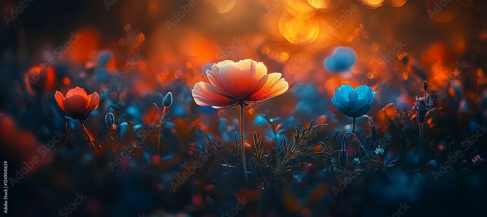 Wildflower In Pastel Colors, Soft Bokeh Background, Detailed Focus On Foreground Flowers Wildflower In Pastel Colors, Soft Bokeh Background, Detailed Focus On Foreground Flowers