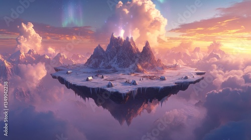 Floating Island in a Dreamlike Sky