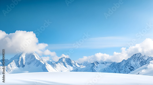 Wallpaper Mural White mountain slopes and clear blue sky creating serene atmosphere. Great for winter sports marketing, wallpapers, and adventure themes. Selective focus Torontodigital.ca
