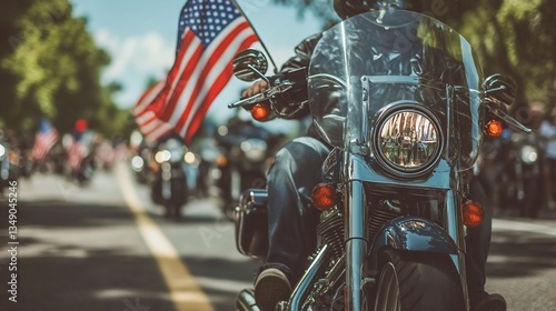 Patriotic Motorcycle Ride: Celebrating Freedom with American Flags on Bikes