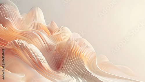 abstract background with pink flowers, Intricate Abstract Digital Rendering With Warm Ribbed Forms