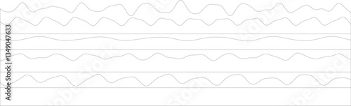 Five horizontal black sound waves in minimalist design.