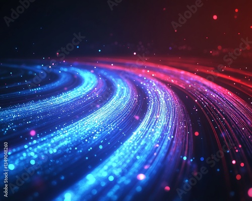 Obraz na płótnie Abstract Swirling Light Strands in Blue and Red w salonie
