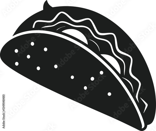 Taco Silhouette Vector - Mexican Food Symbol for Cinco de Mayo