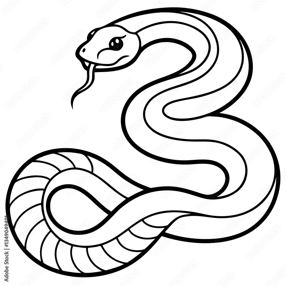 Serpentine Elegance: a monochromatic depiction of a stylized snake, rendered in elegant curves and fine lines, illustrating its form and movement. Serpentine Elegance: a monochromatic depiction of a stylized snake, rendered in elegant curves and fine lines, illustrating its form and movement.