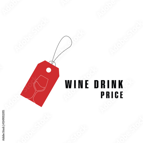 wine drink tag price discount logo design concept idea