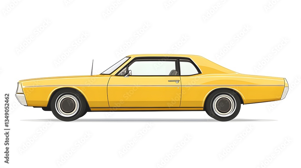 Professional Yellow Sedan Realistic Vector Illustration Isolated on White Background Professional Yellow Sedan Realistic Vector Illustration Isolated on White Background