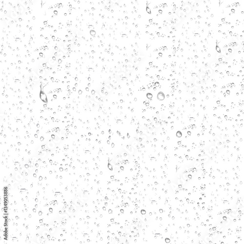 transparent raindrops on a transparent background, close-up, png, isolated,square