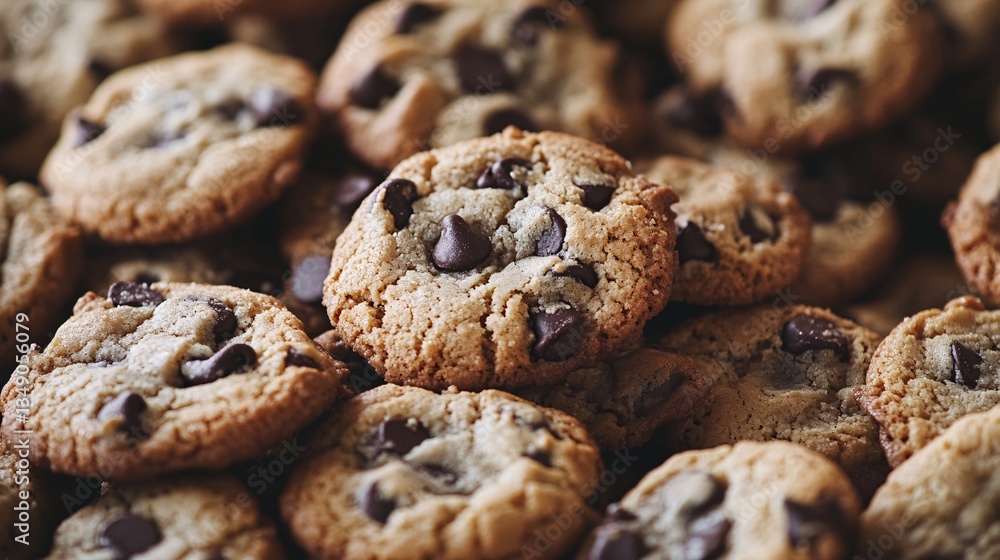 Chocolate chip cookies background. Top view. Flat lay. Copy space. Chocolate chip cookies background. Top view. Flat lay. Copy space.